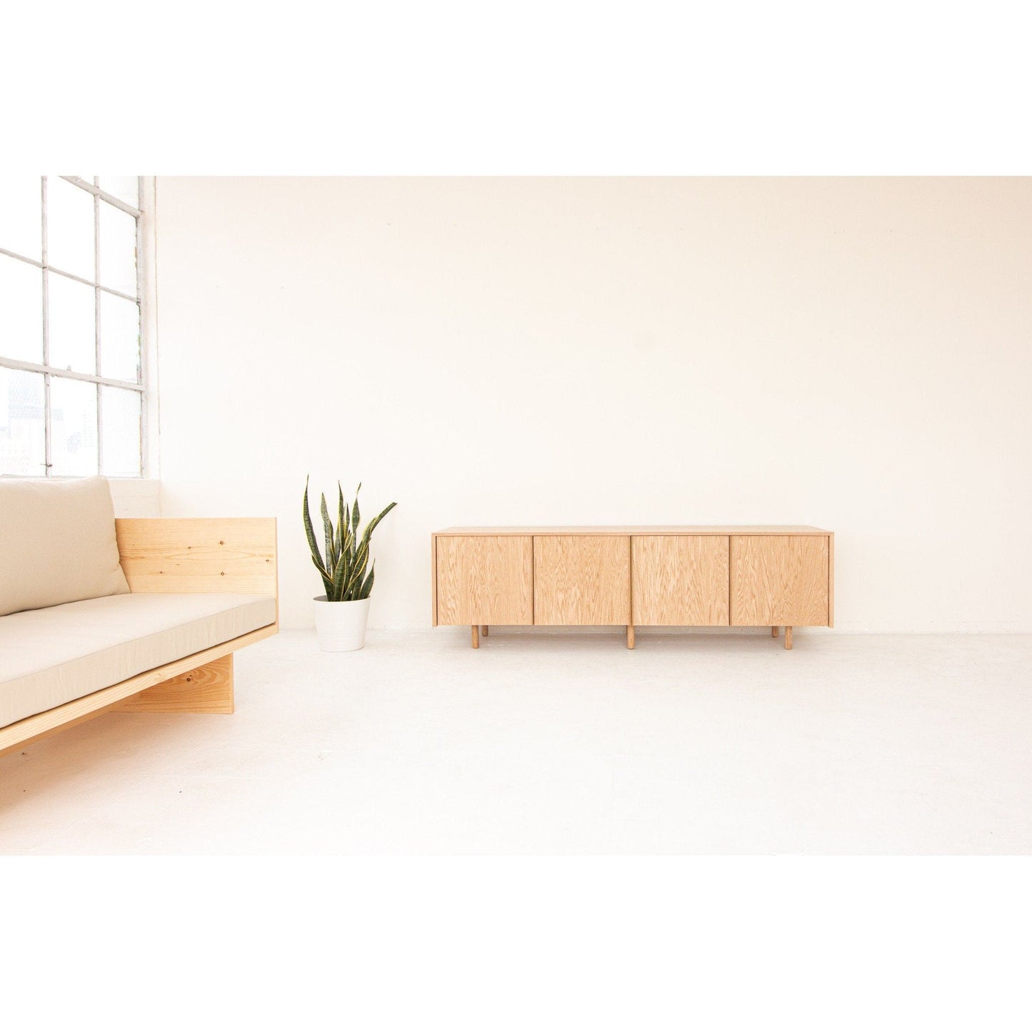 Vinyl Record Storage Cabinet | Minimalist Record Storage | Oak Sideboard | Oak Credenza| Made in LA