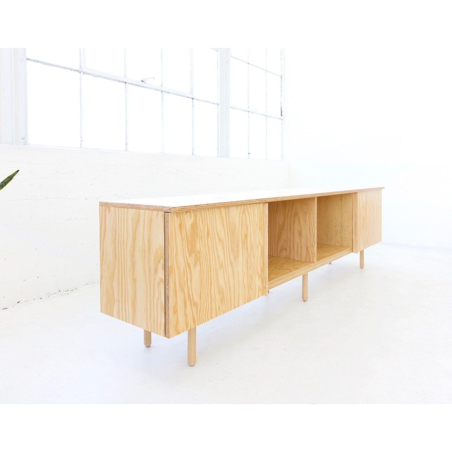 Vinyl Record Storage Cabinet |Doug Fir | Minimalist| Modern Sideboard| Open With Center Shelves | Plywood Furniture | Made in LA
