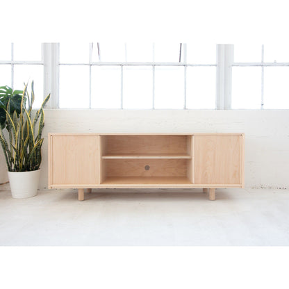 Vinyl Record Storage Cabinet | Maple Credenza | Sliding door console | Minimalist Record Cabinet | Made in LA