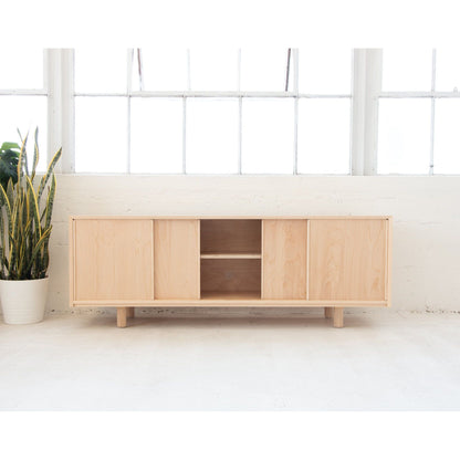 Vinyl Record Storage Cabinet | Maple Credenza | Sliding door console | Minimalist Record Cabinet | Made in LA