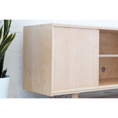 Vinyl Record Storage Cabinet | Maple Credenza | Sliding door console | Minimalist Record Cabinet | Made in LA