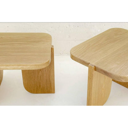 Solid Oak Stool | Sculptural Side Table | White Oak Coffee Table | Made in LA