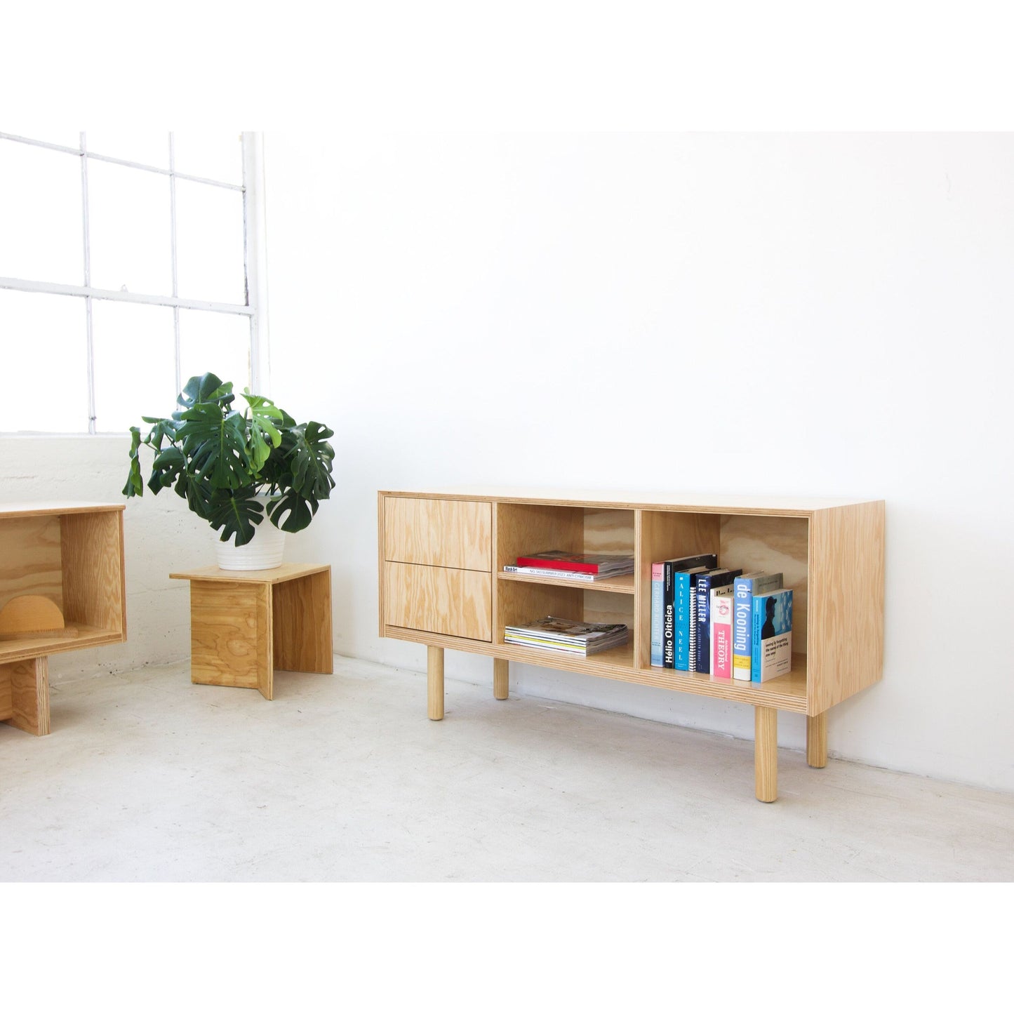 Vinyl Record Storage Cabinet | Credenza with drawers | Minimalist Sideboard | Doug Fir sideboard with drawers | Made in LA