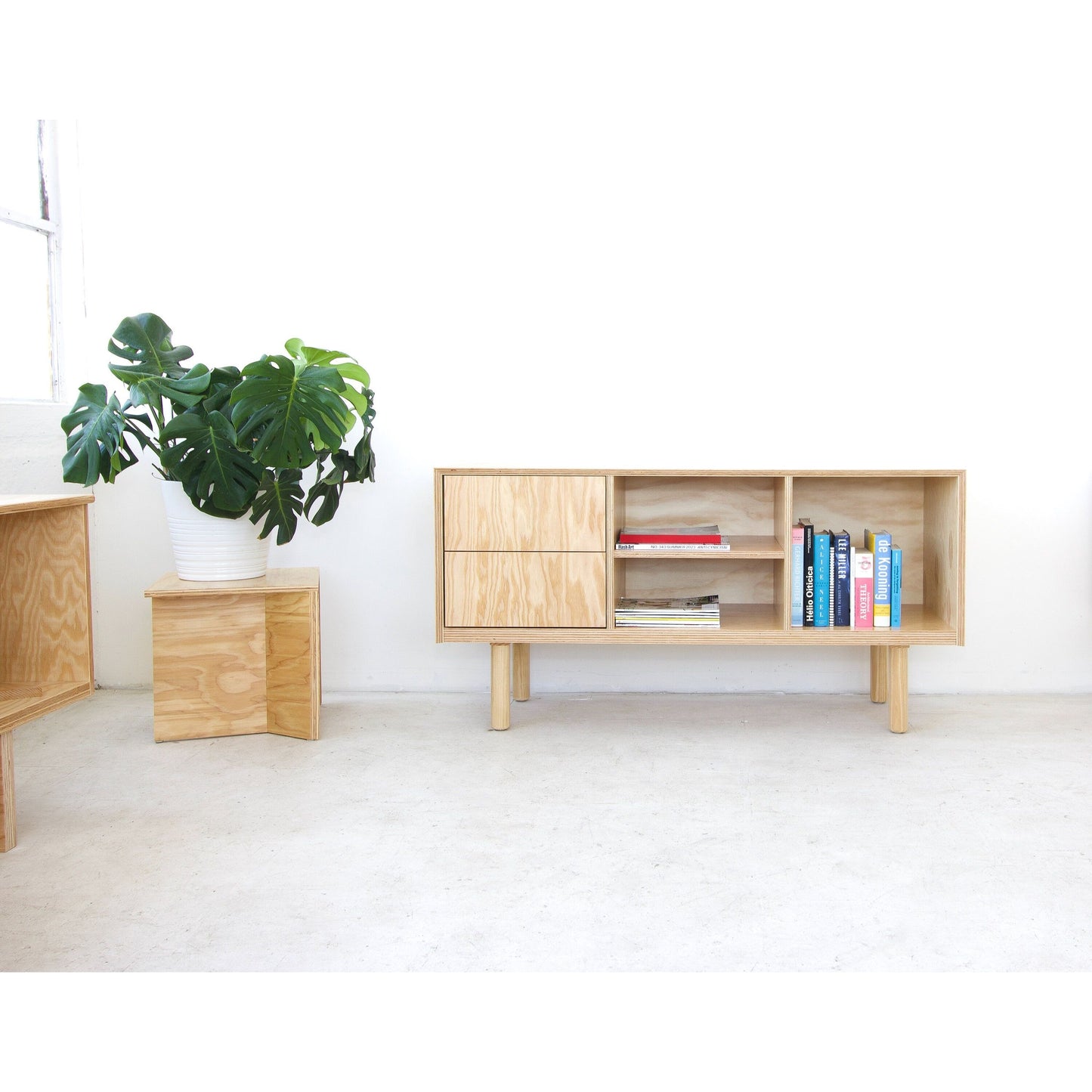 Vinyl Record Storage Cabinet | Credenza with drawers | Minimalist Sideboard | Doug Fir sideboard with drawers | Made in LA